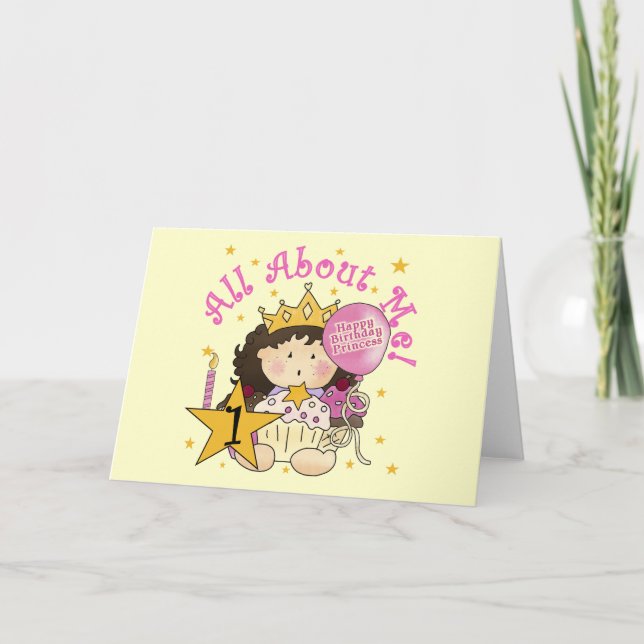 Princess All About Me 1st Birthday Tshirts Card (Front)