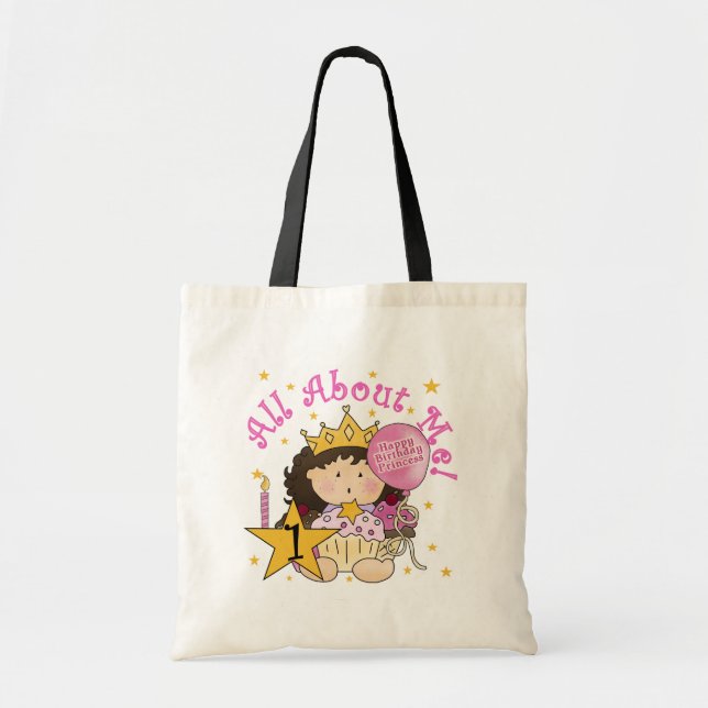 Princess All About Me 1st Birthday Tshirts Tote Bag (Front)