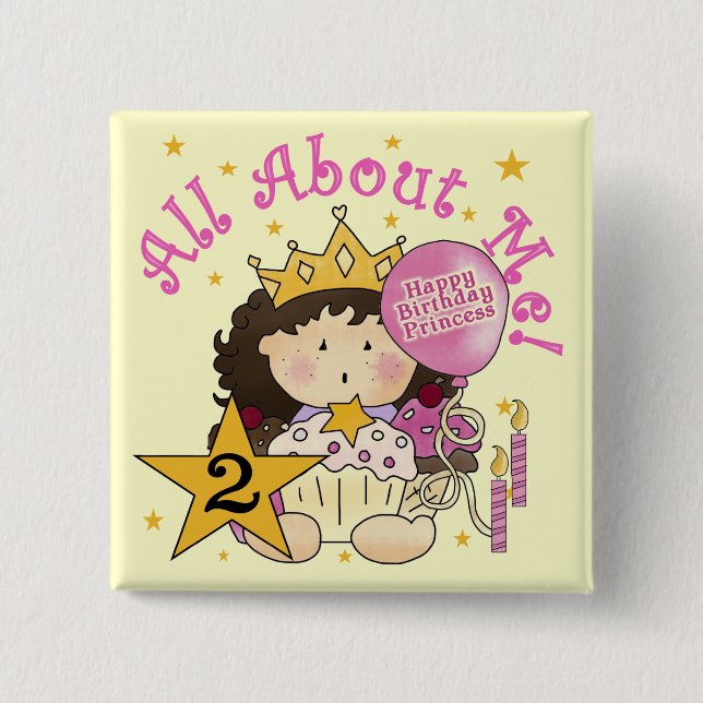 Princess All About Me 2nd Birthday Button (Front)