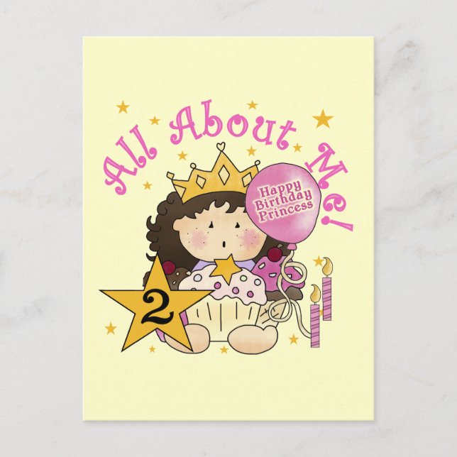 Princess All About Me 2nd Birthday Postcard (Front)