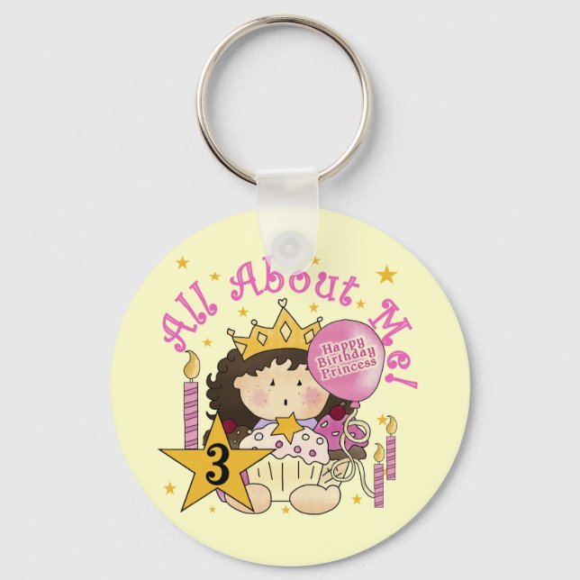 Princess All About Me 3rd Birthday Tshirts Keychain (Front)