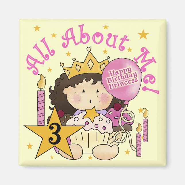 Princess All About Me 3rd Birthday Tshirts Magnet (Front)