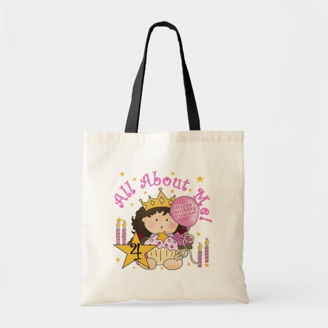 Princess All About Me 4th Birthday Tshirts Tote Bag (Front)