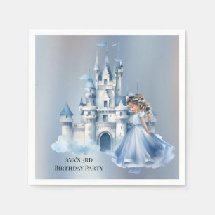 Princess and Castle Is Turning 3 Birthday Party Napkins