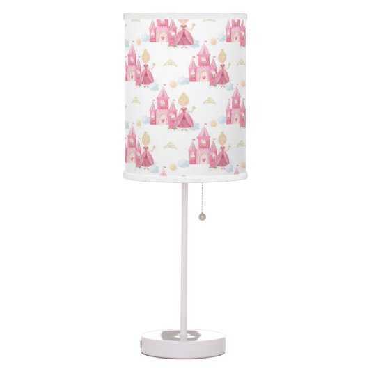 Princess And Castle Pink Girls Nursery Table Lamp (Left)