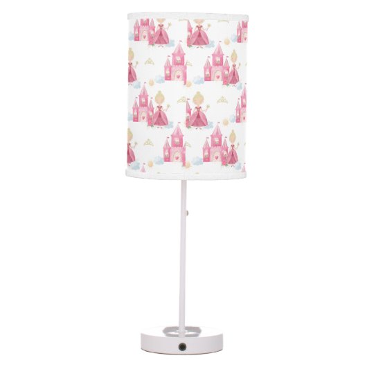 Princess And Castle Pink Girls Nursery Table Lamp (Back)