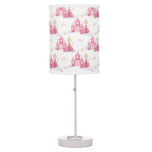 Princess And Castle Pink Girls Nursery Table Lamp (Front)