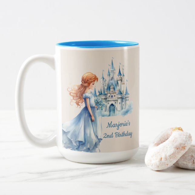 Princess and Castle Two-Tone Coffee Mug (With Donut)