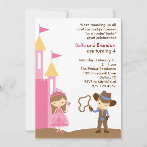 Princess and Cowboy Invitation