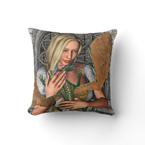 Princess and Dragon Throw Pillow