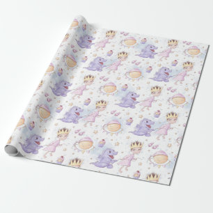 Princess and dragon wrapping paper