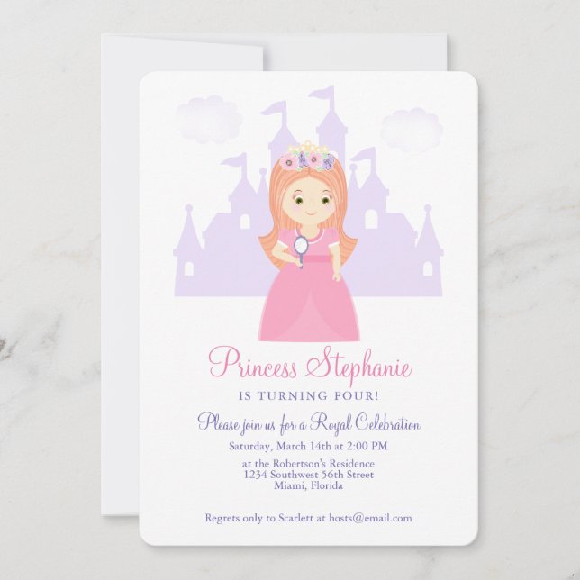 Princess and Her Magical Mirror Invitation (Front)