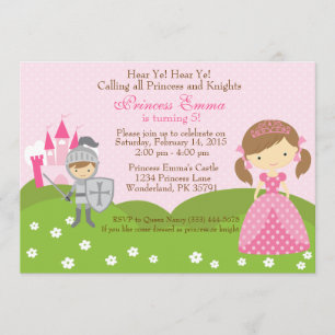 Princess and Knight birthday invitation