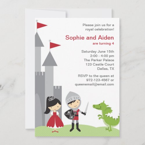 Princess and Knight Birthday Invitations