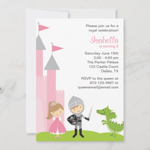 Princess and Knight Birthday Invitations