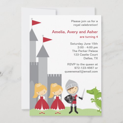 Princess and Knight Birthday Invitations