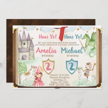 Princess And Knight Birthday Party Invitation by PerfectPrintableCo at Zazzle