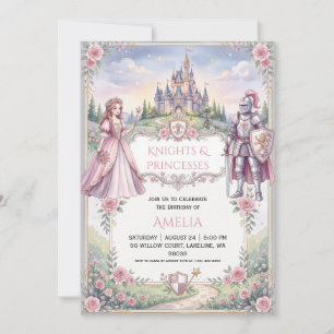 princess and knight birthday party invitations