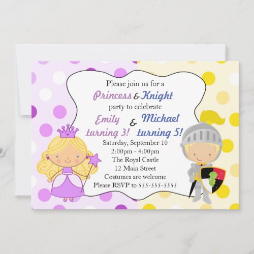 Princess and Knight Invitation Kids Birthday Party