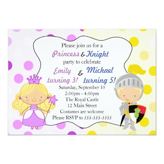 Princess and Knight Invitation Kids Birthday Party