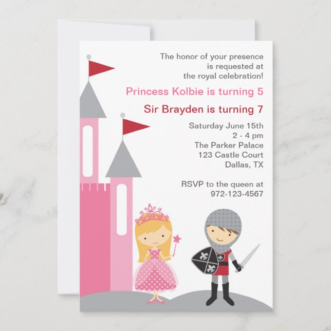 Princess and Knight Invitations (Front)