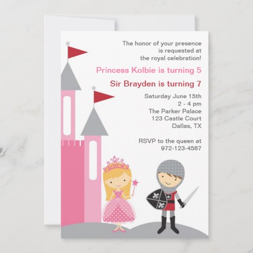 Princess and Knight Invitations