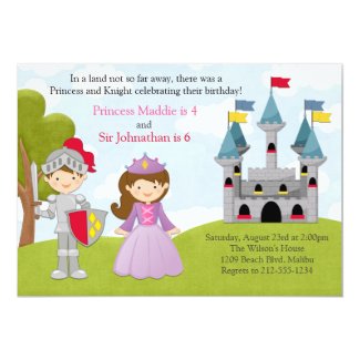 Princess and Knight Joint Birthday Party Card