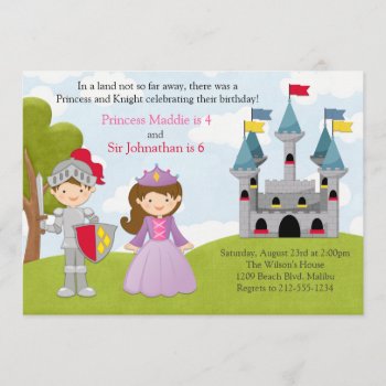 Princess And Knight Joint Birthday Party Invitation by eventfulcards at Zazzle