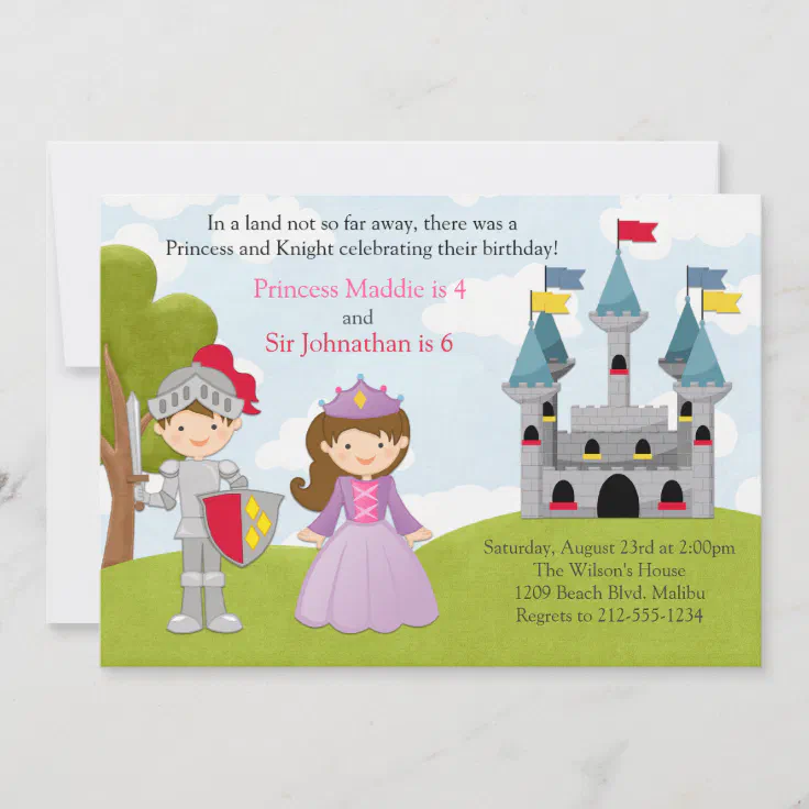 Princess and Knight Joint Birthday Party Invitation Zazzle