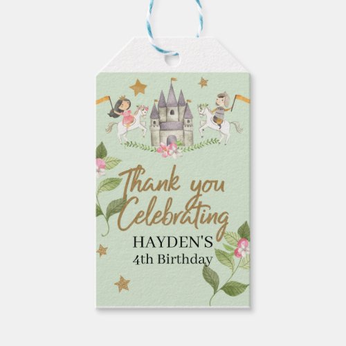 Princess and Knight party Princess kids Birthday Gift Tags