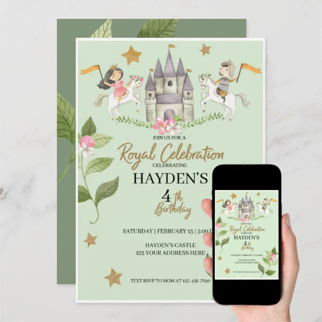Princess and Knight party, Princess, kids Birthday Invitation Zazzle