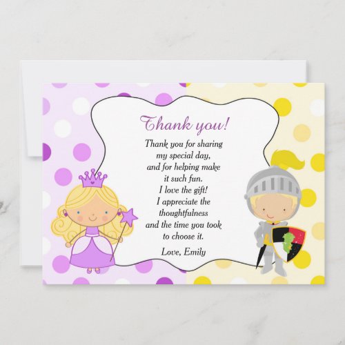 Princess and Knight Thank You Card