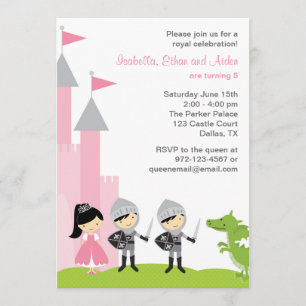 Princess and Knights Birthday Invitations