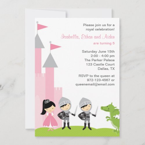 Princess and Knights Birthday Invitations