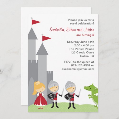 Princess and Knights Birthday Invitations