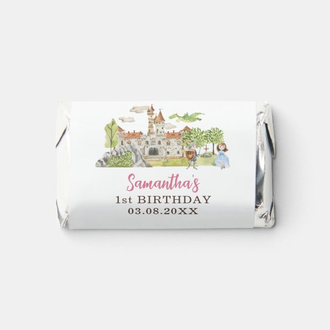Princess and Knights Birthday Wrapper for Hershey's Miniatures (Front)