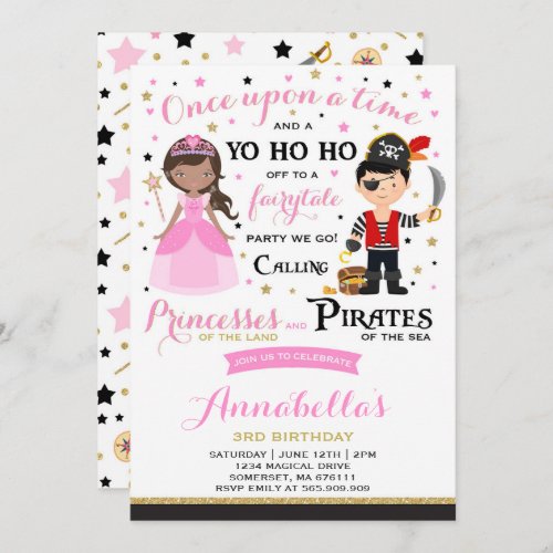 Princess And Pirate Birthday Invitation