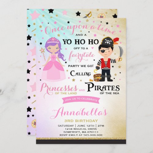 Princess And Pirate Birthday Invitation