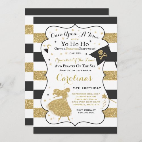 Princess And Pirate Birthday Invitation