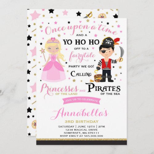 Princess And Pirate Birthday Invitation