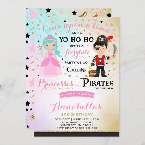 Princess And Pirate Birthday Invitation