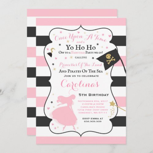 Princess And Pirate Birthday Invitation