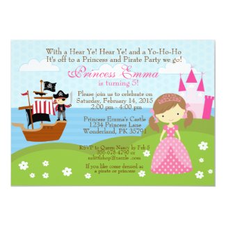 Princess and Pirate birthday invitation