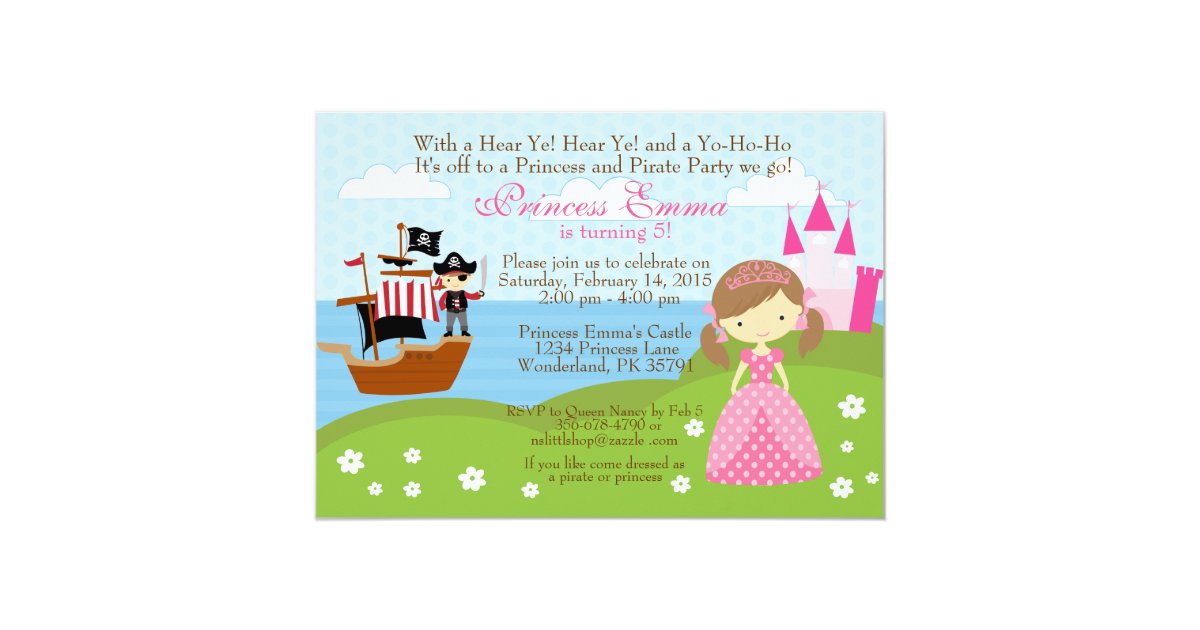 Princess And Pirate Birthday Invitation Zazzle Com