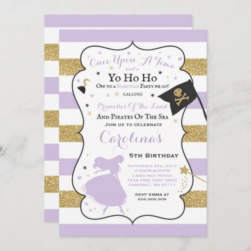 Princess And Pirate Birthday Invitation