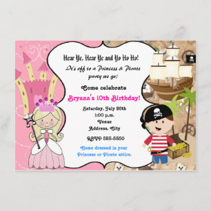Princess and Pirate Birthday Party Invitation