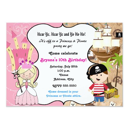 Princess And Pirate Invitations 5