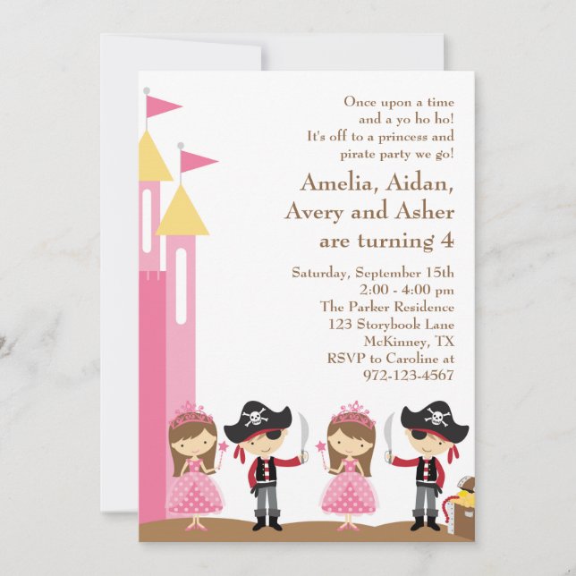 Princess and Pirate Invitation (Front)