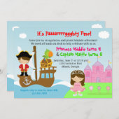 Princess and Pirate Twins Joint Birthday Party Invitation (Front/Back)