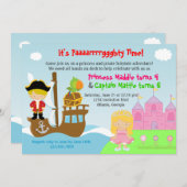 Princess and Pirate Twins Joint Birthday Party Invitation (Front/Back)